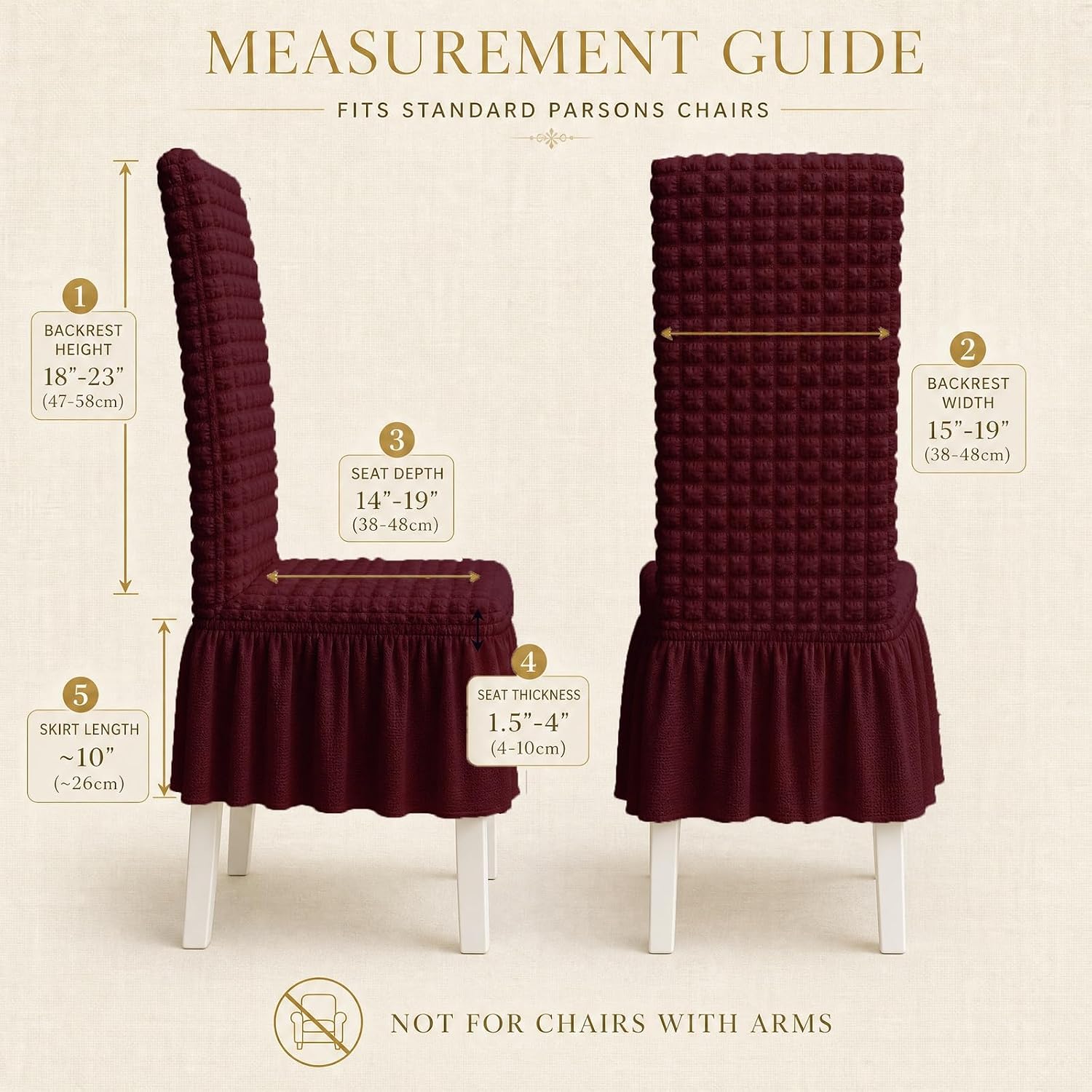 Chair Slipcovers with Skirt for Dining Room Set of 4 Burgundy