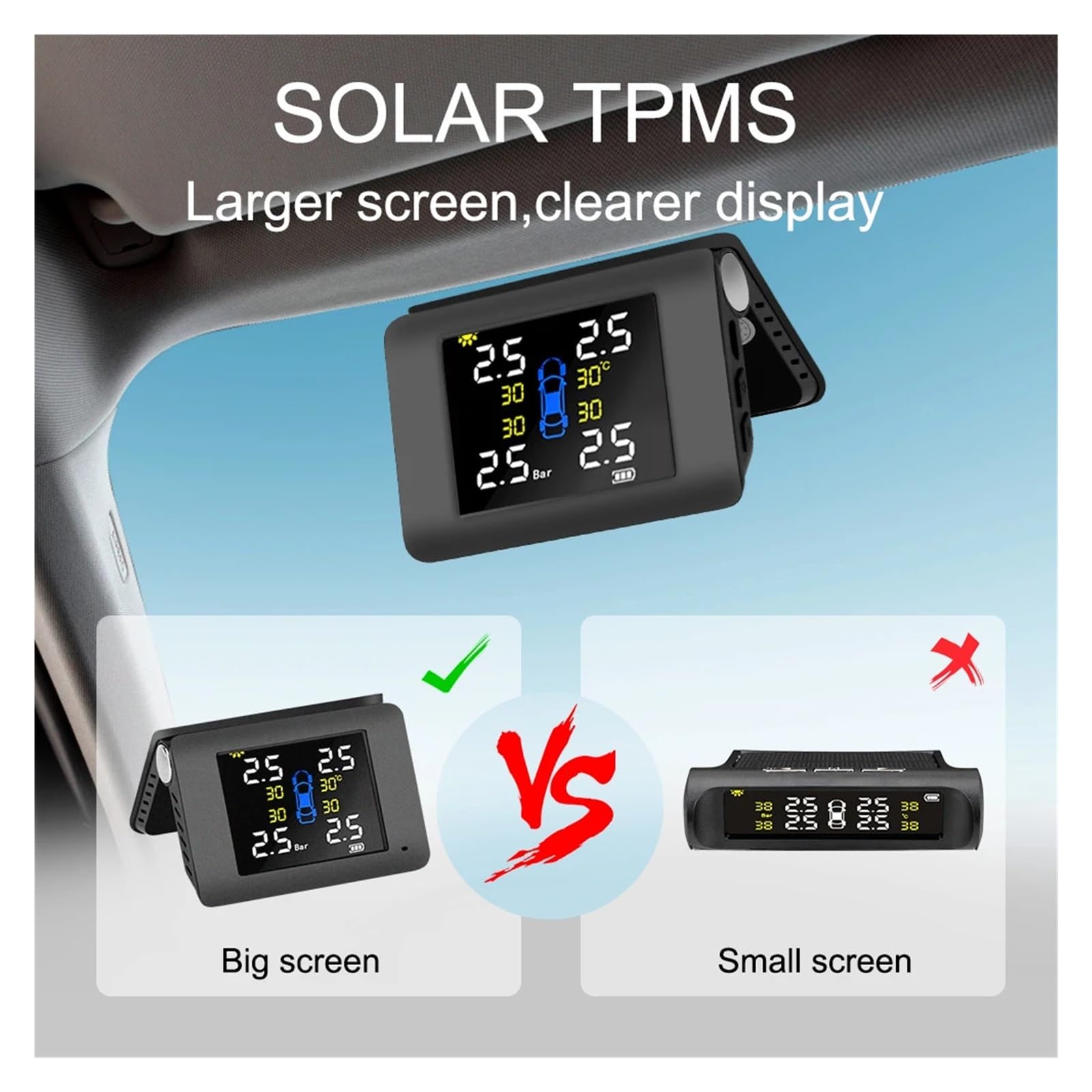 Składany Monitor Solar TPMS System Monitorowania Ciśnienia W Oponach Samochodowych Narzędzia Diagnostyczne Opon Tester Czujników Akcesoria Samochodowe Precyzyjne Wykrywanie(External Sensors)