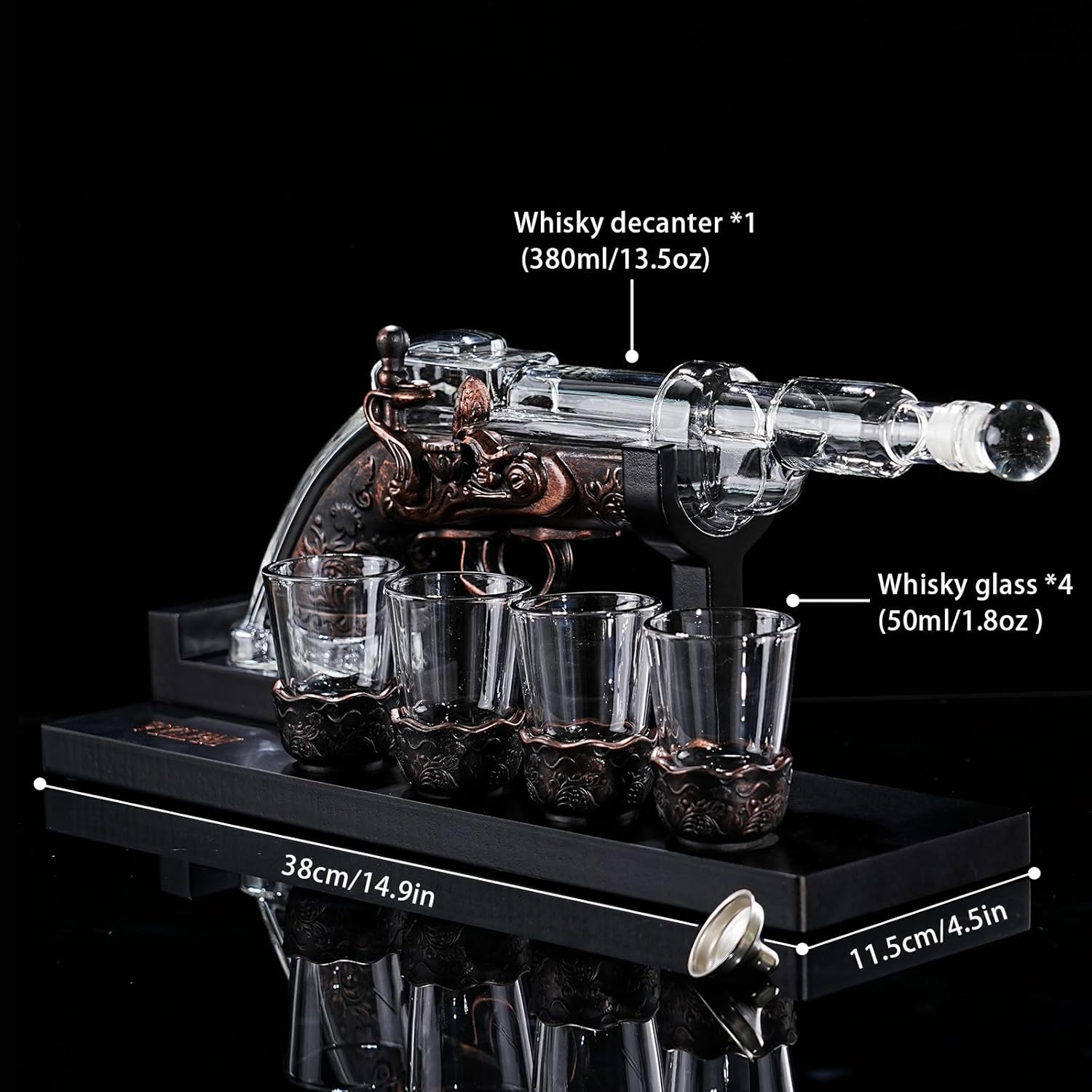 Gun Whisky Decanter Set with 4 Shot Glasses,Cool,Unique Gifts for Men Dad Boyfriends,Liquor Gun Decanter Set A Great Addition to Home Bar,Gun Liquor Dispenser Fun Conversation Starter - Image 2