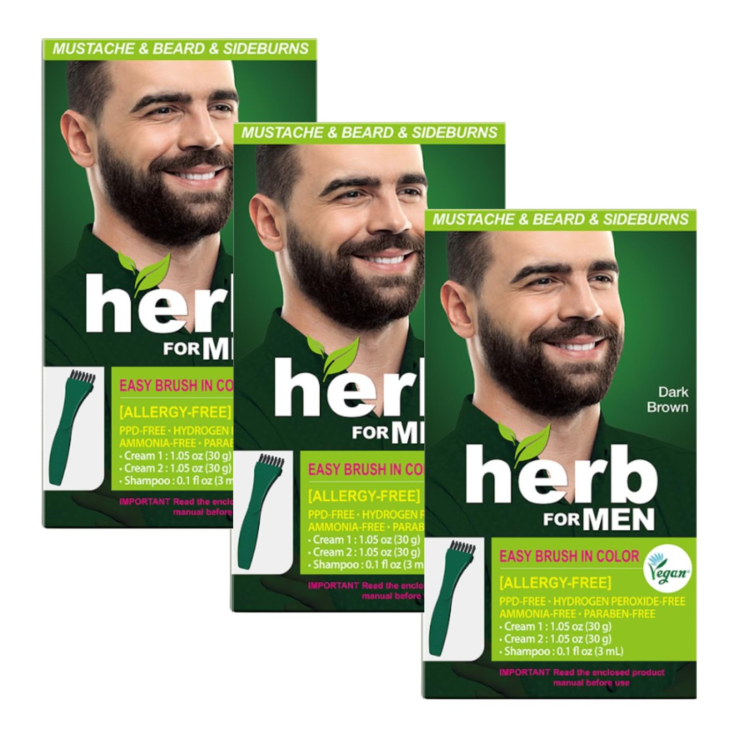 Amazon.com : Herb For Men Mustache & Beard Dye, (Dark Brown, 3