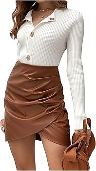 Amazon.com: Milumia Women PU Leather Bodycon Short Skirt