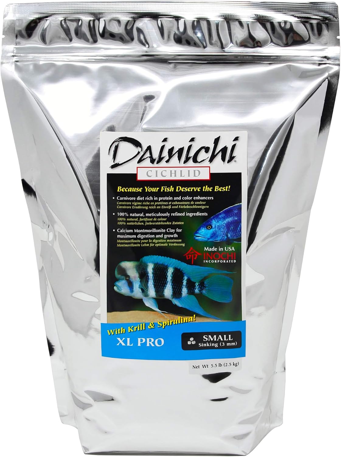Dainichi Cichlid Food - XL PRO (5.5 Lbs), Medium (5 mm) Sinking Pellet