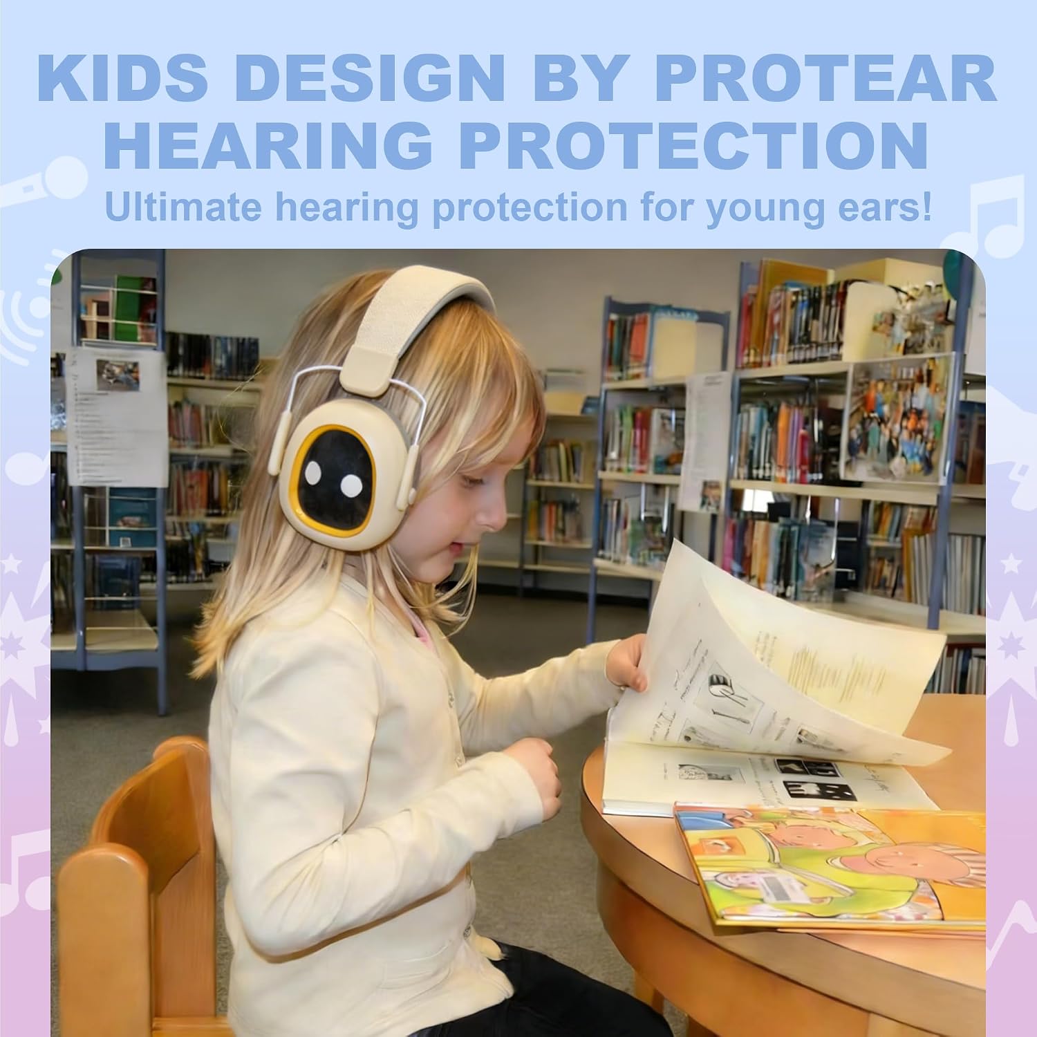 Kids Hearing Protection Earmuffs,Lightweight Adjustable for Kids 3-16 years,Noise Cancelling Headphones,25dB Sound Reduction Ideal for Concert,Firework,Airplane,Sound Proof(Beige)