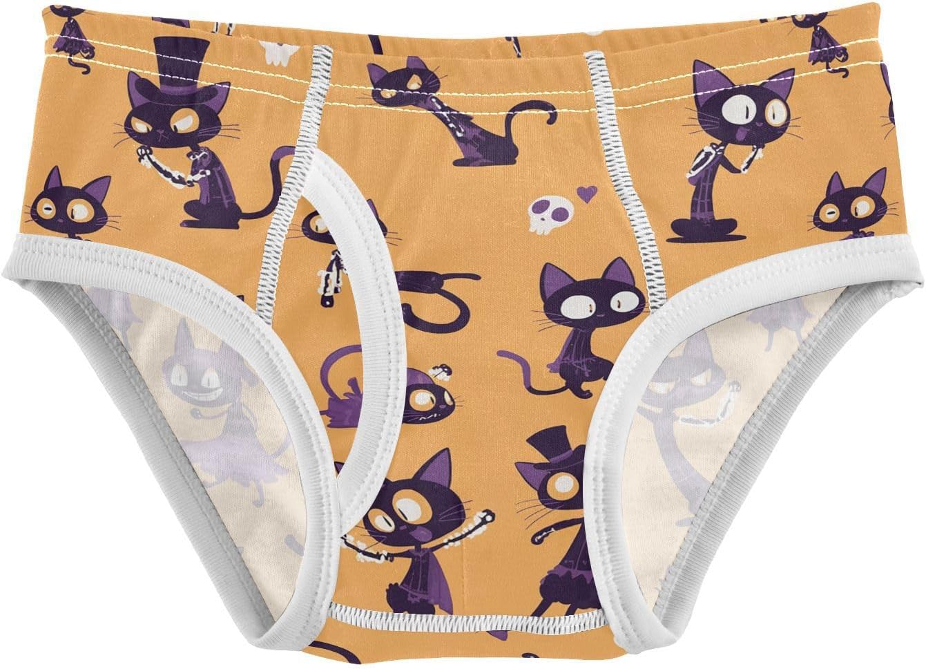 visesunny Boys Potty Training Underwear Orange Halloween Cat Breathe Cotton Briefs Size 2T-8Y for Toddler