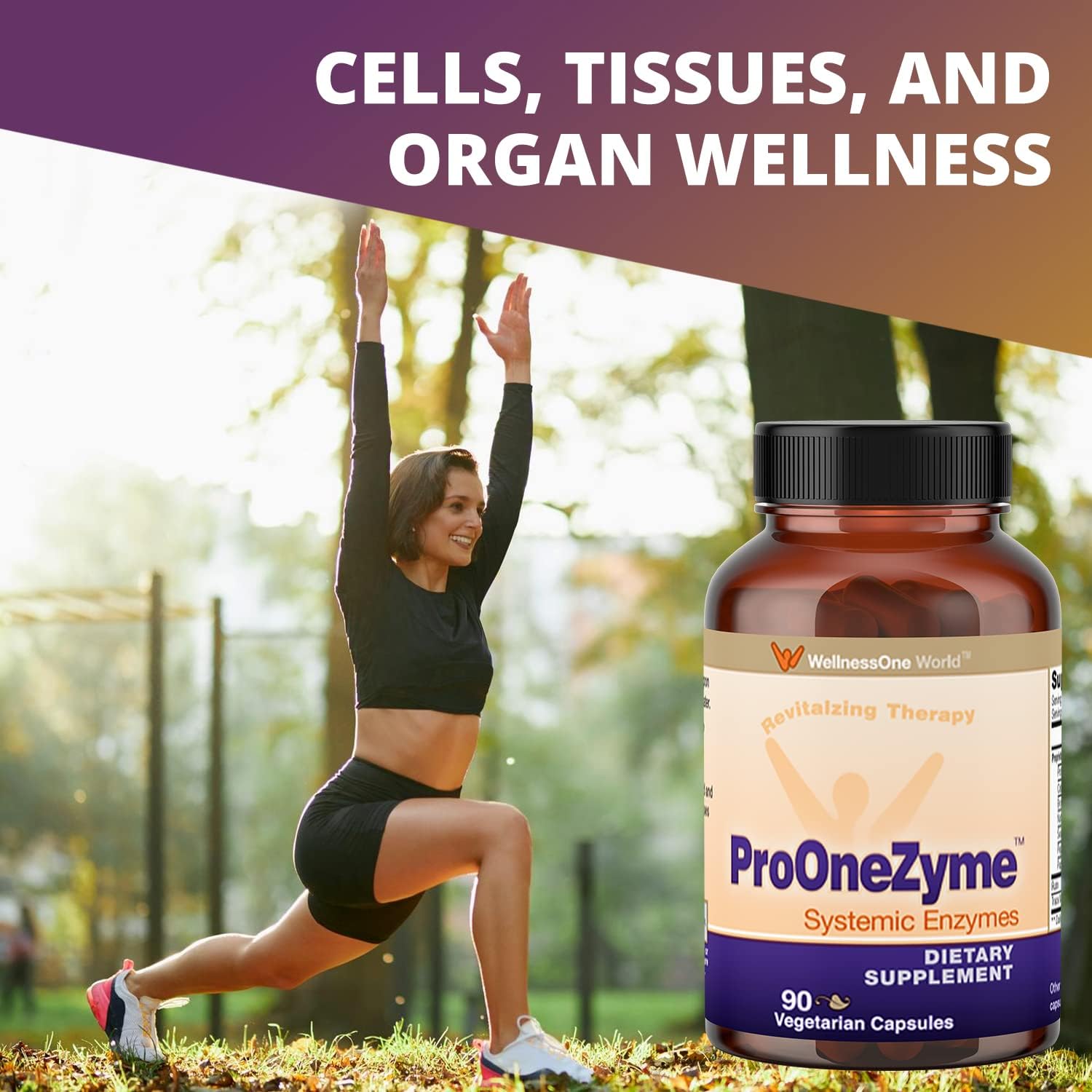 WellnessOne Proteolytic Enzymes Supplements - Digestion Systemic Enzymes Supplement Support for Muscles, Joint & Cell - Pro-OneZyme Systemic Proteolytic Enzymes w/Nattokinase & Seaprose - 90 Capsules