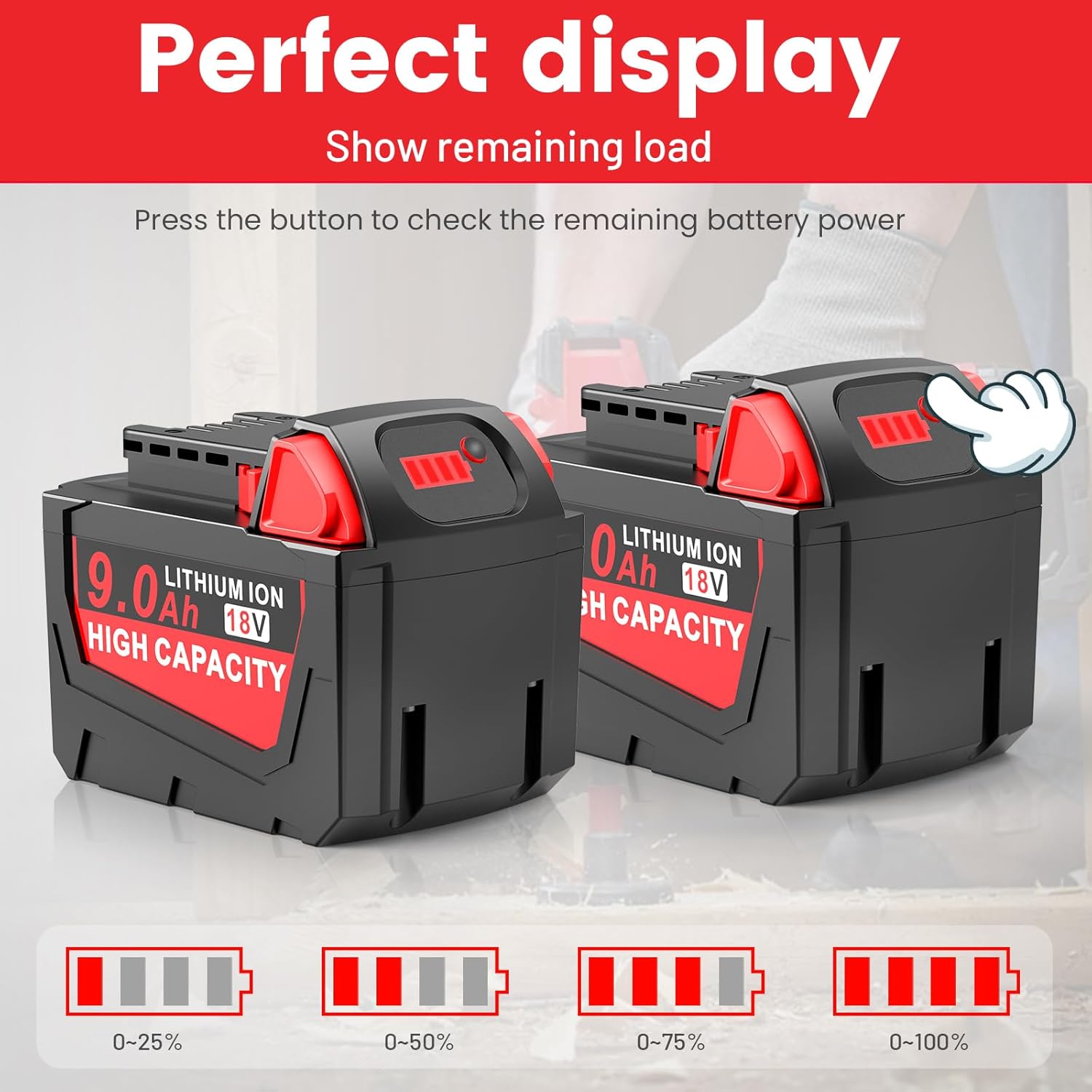 WECACHWE 2 Pack 9.0Ah 18v Battery Replacement for Milwaukee with Rapid Dual Charging Port 18v Battery Charger, 48-11-1840, 48-11-1828, 48-11-1820, 48-11-1815, 48-11-1850, 48-11-1860, 48-11-1890