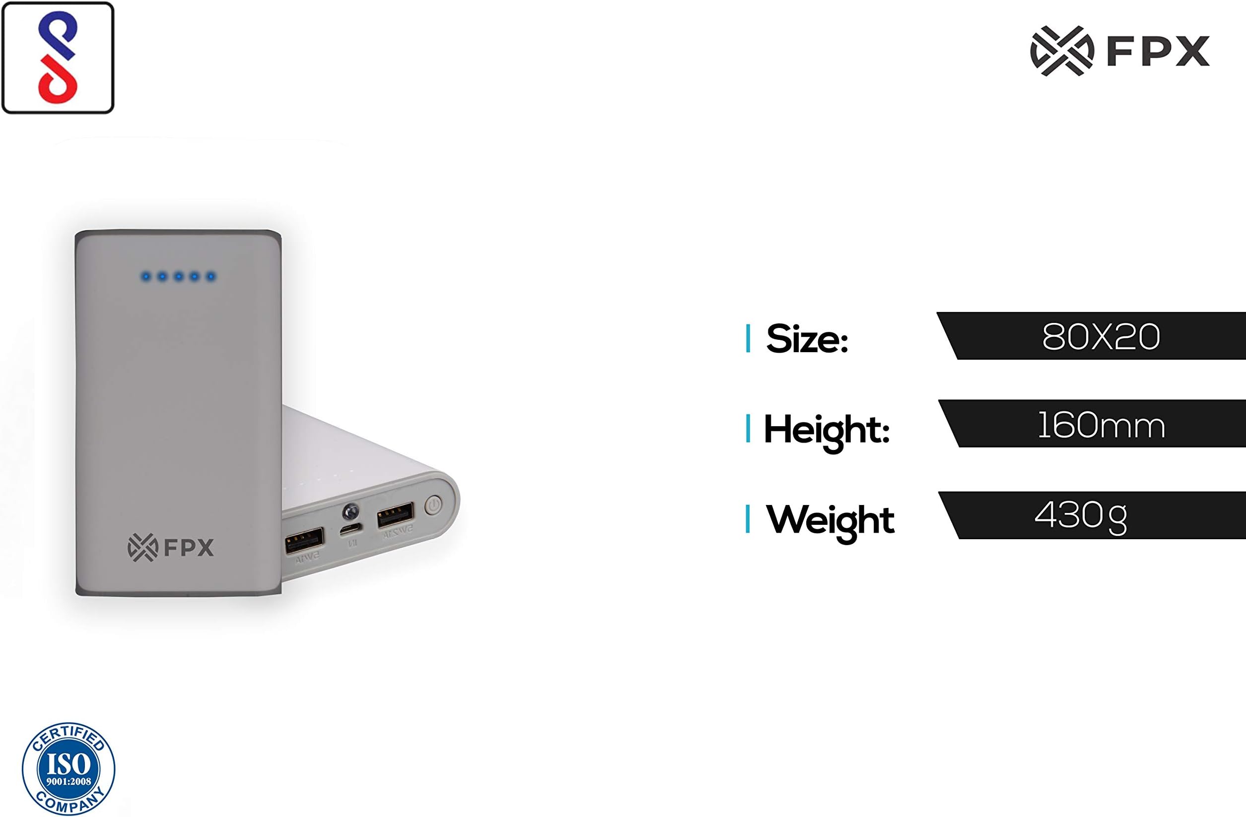 FoxProx FX-104-10 10400mAH Lithium Ion Power Bank (White)