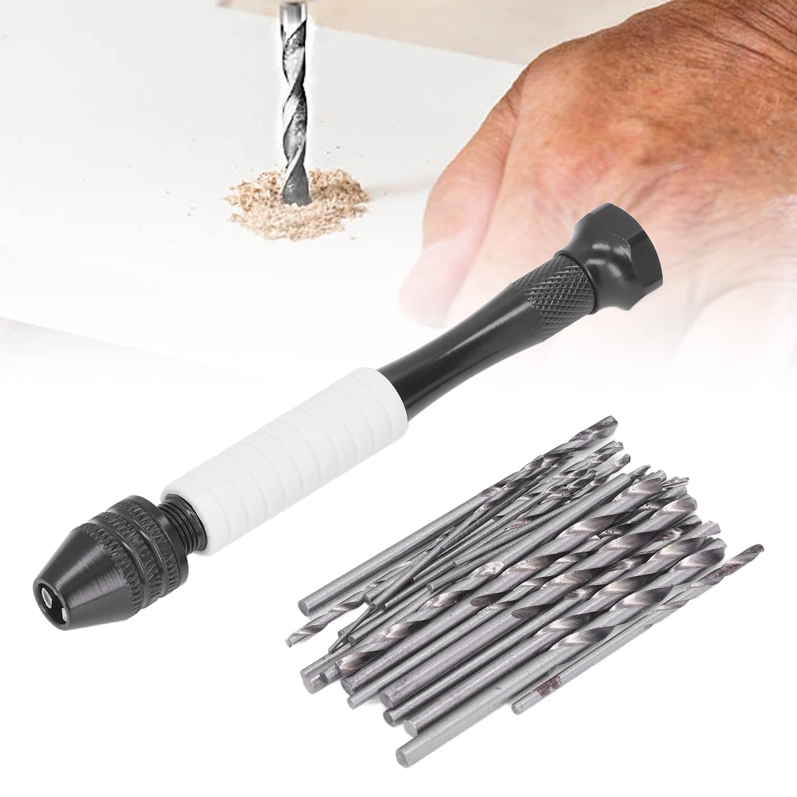 Natudeco 49Pcs Hand Drill Bits Set Manual Drill Kit High Speed Steel Twist Drill Bits for Wood Plastic Rubber ABS Case Manual Drill Kit