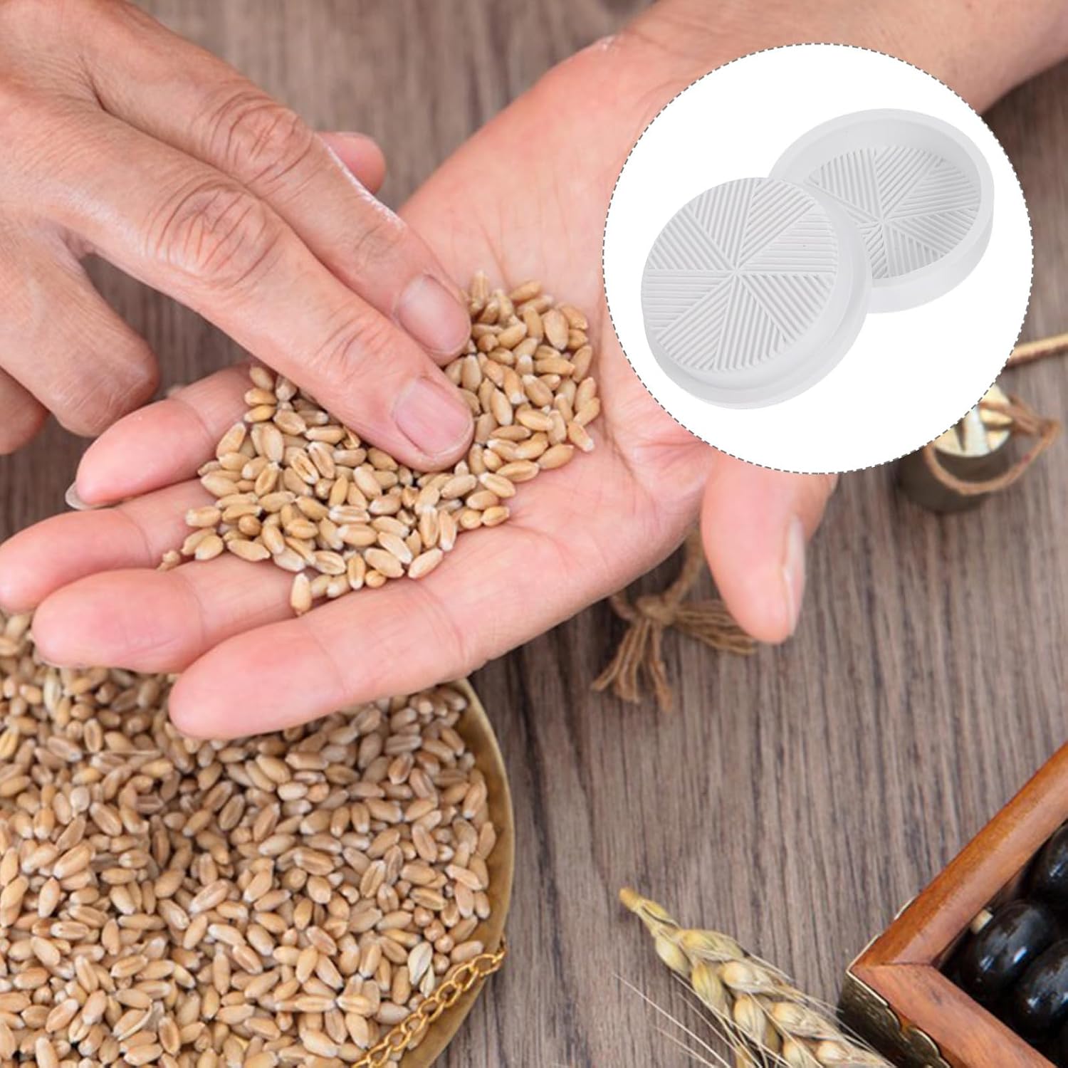 Manual Grain Mill for Rice and Wheat, White Plastic Hand Grinder