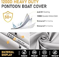 Vista 3 de Funda para pontón 1200D, cubierta 100% impermeable para lancha pontón de 17 a 20 pies, fundas de barco resistentes con cubierta de motor fuera