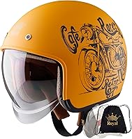 Vista 1 de Royal M139 Casco de motocicleta de cara abierta, casco de motocicleta retro, estilo vintage y clásico, casco Vespa 3/4, casco de scooter, protección