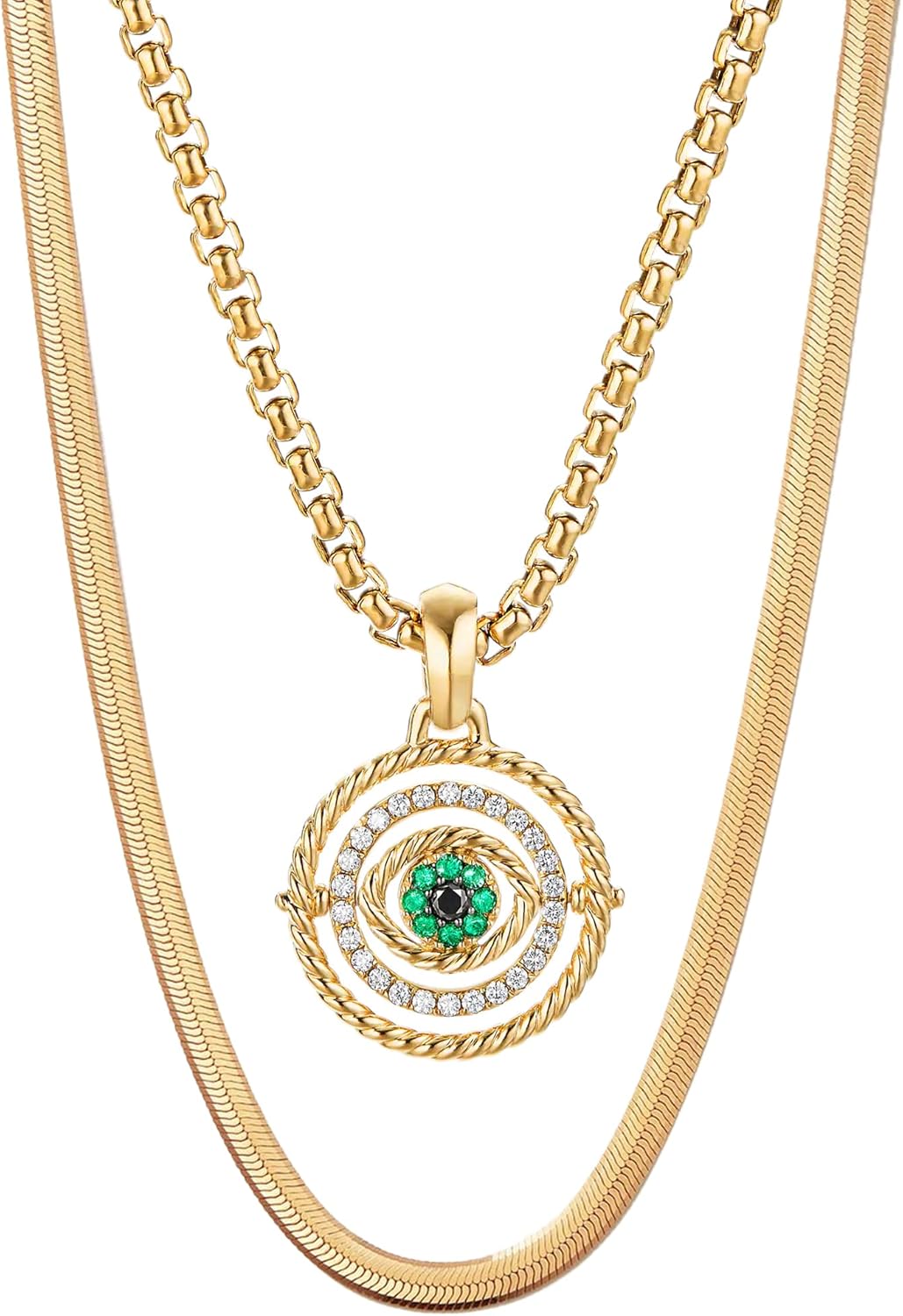 NUZON Gold Choker Necklace&Evil Eye Pendant Necklace for Women