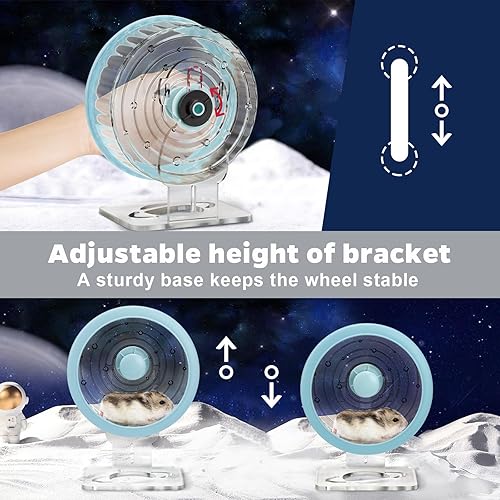 Miniatura 4 de Rueda silenciosa para hámster, ruedas giratorias silenciosas para animales pequeños, accesorios con soporte ajustable de altura para hámsteres