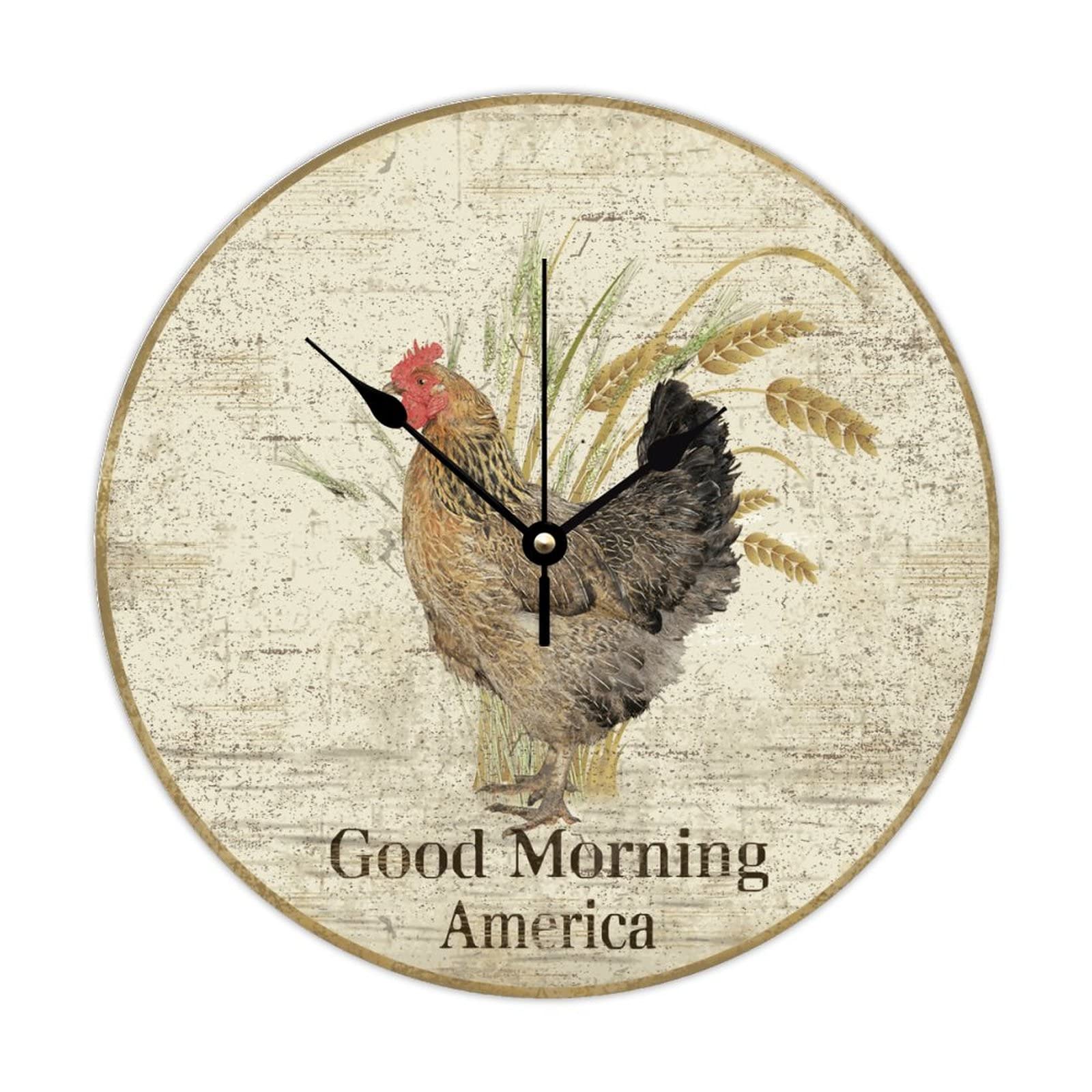 Horloge murale rooster en bois pour une cuisine chaleureuse et rustique
