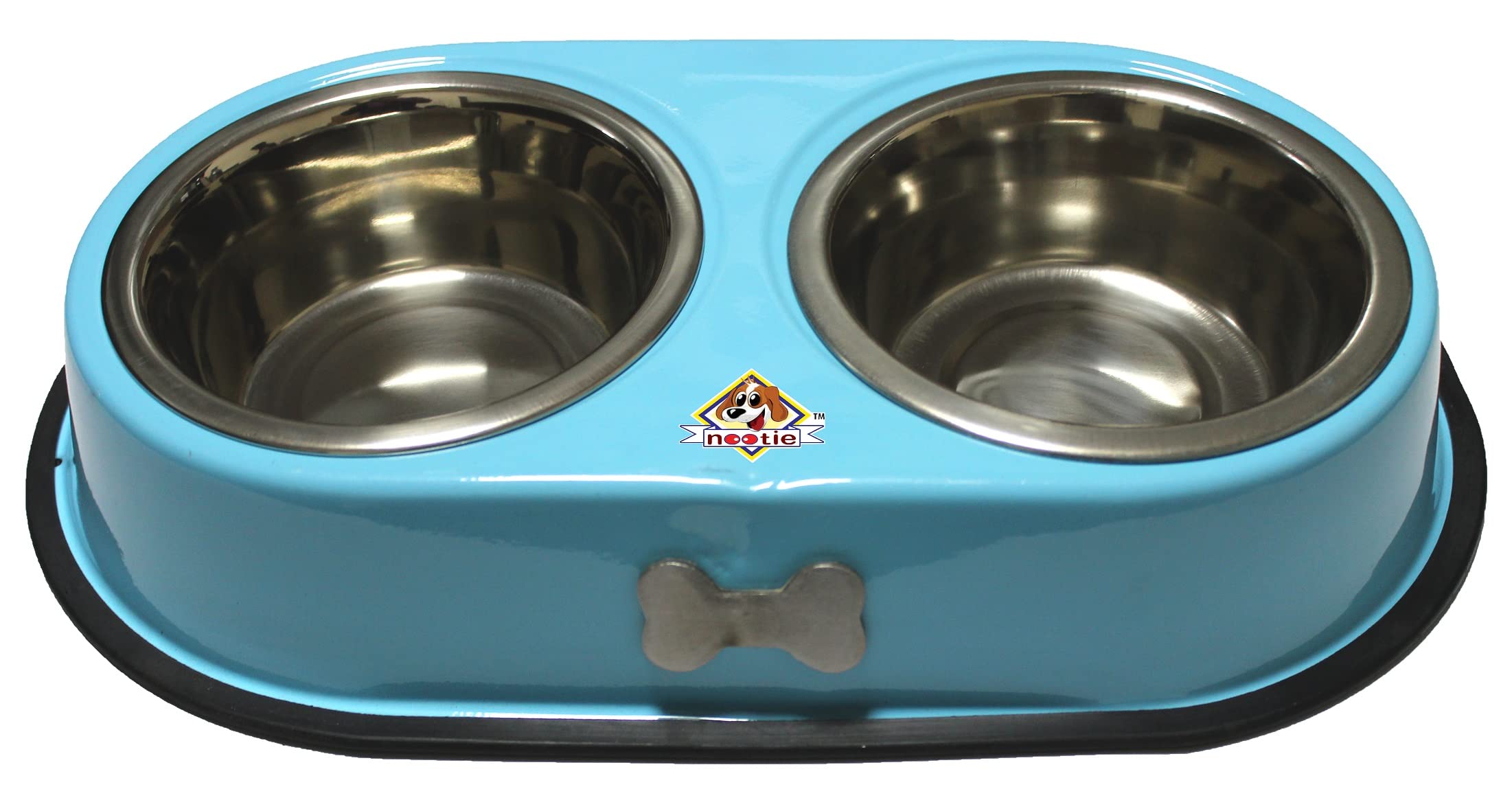 Nootie Stainless Steel Dog Feeding Bowl | Double Dinner Bowl for Dog/Puppies Pet (Medium (500ml Each), Blue) (B09NNS3P4R) Amazon Price History, Amazon Price Tracker