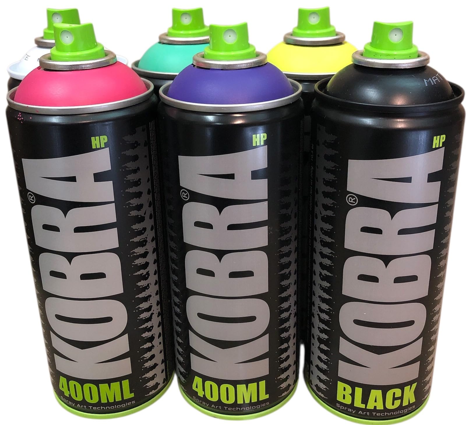 KLAMOTTEN STORE KOBRA Sixer - Graffiti Sprühdosen Set mit schwarz & weiß - mattes Farspray mit hoher Deckkraft 6 x 400ml - high pressure