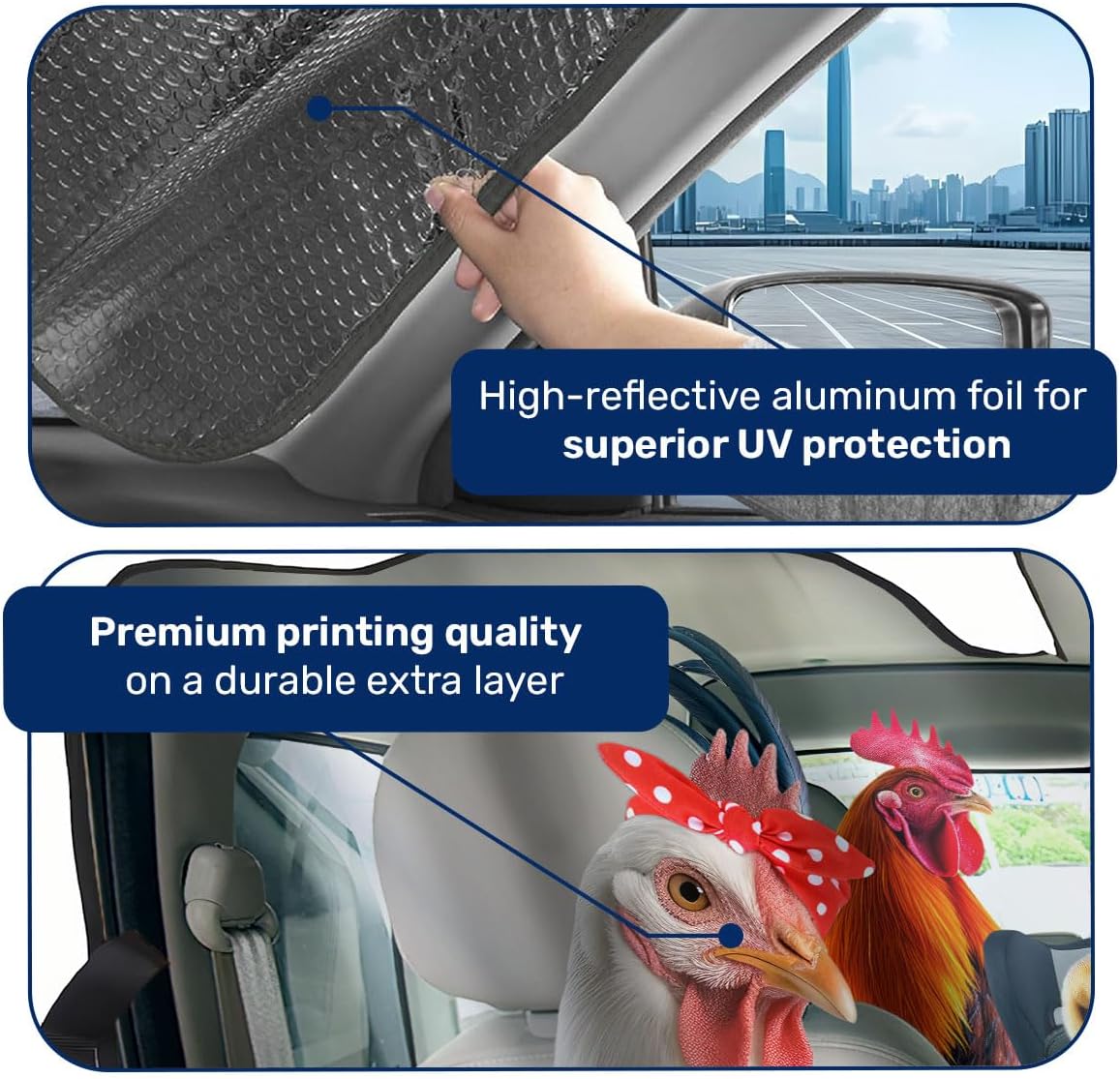 GENANY Farm Chicken Family Windshield Sun Shade 55 x 30 Inch image 4