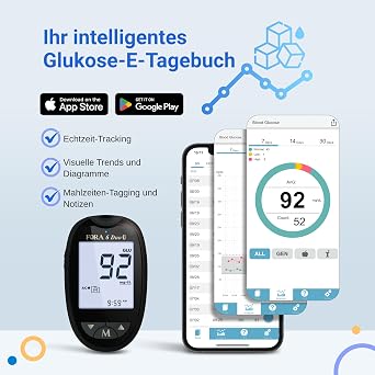 FORA 6 DUO Blood Glucose Meter Set - with 10 Blood Glucose Test Strips 2-in-1 Meter (Glucose Strips Included Ketone Strips Sold Separately)