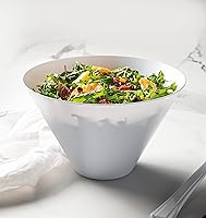 Vista 2 de Posh Setting Cuencos de plástico blanco para servir, desechables, reutilizables, grandes, de plástico, para aperitivos, ensaladas, cuencos redondos