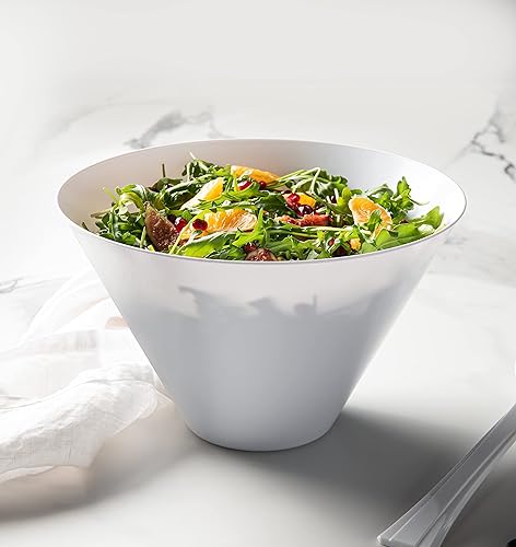Miniatura 2 de Posh Setting Cuencos de plástico blanco para servir, desechables, reutilizables, grandes, de plástico, para aperitivos, ensaladas, cuencos redondos