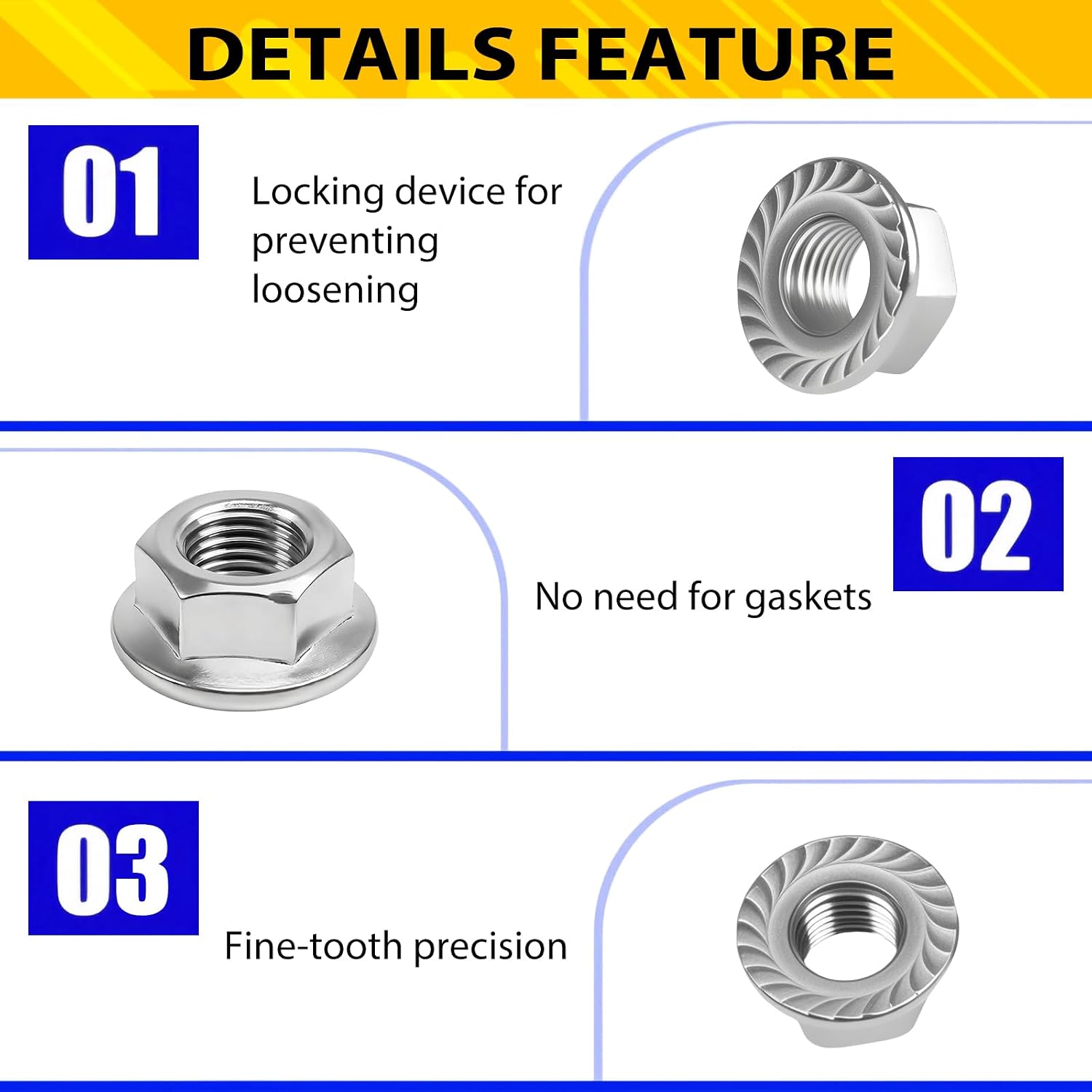 M14x1.5mm Serrated Flange Nuts, M14 Hex Lock Nuts, 10PCS