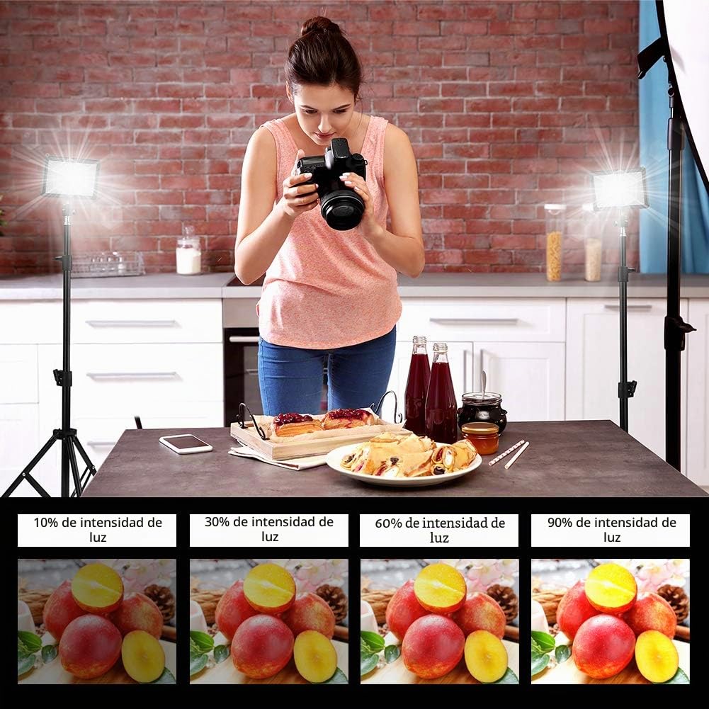 3 Paquetes Luz de Vídeo LED con Soporte de Trípode/Filtros de Color, Obeamiu 5600K USB Estudio Iluminación Fotografia Foco luz para Fotografía Grabación de Video Youtube Transmisión de Juegos