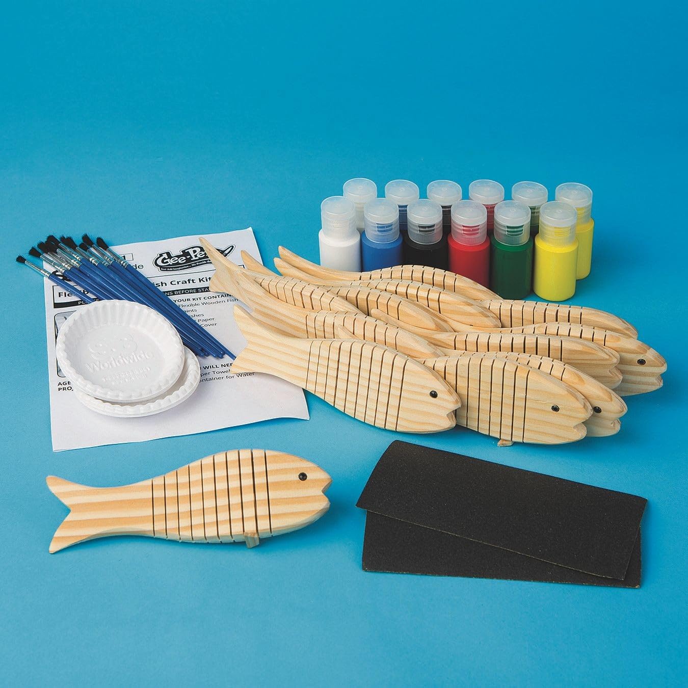 S&S Worldwide Flexible Wooden Fish Craft Kit (Pack of 12), Natural, 6 in