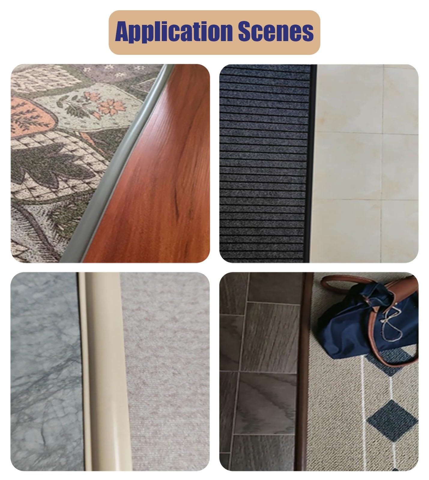 Perfil de Transición Protector de Bordes de Alfombra, Tira de Umbral de PVC, Tira de Transición de Alfombra a Baldosa, Tira de Borde de Alfombra, Madera, Laminado, Tablones de Vinilo(Gray,20m (65.6ft)