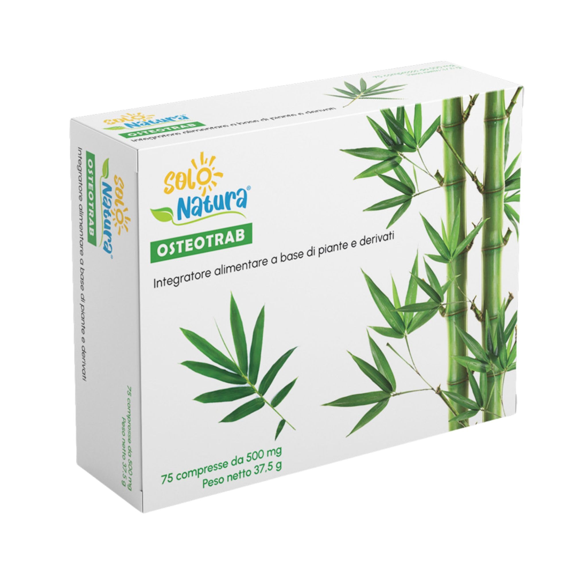 Solo Natura Integratore di Calcio e Vitamina D3 OSTEOTRAB. Integratore per la Salute di Ossa e Articolazioni, Formula con Magnesio e MSM per la Densità Ossea, 75 Compresse da 500 mg