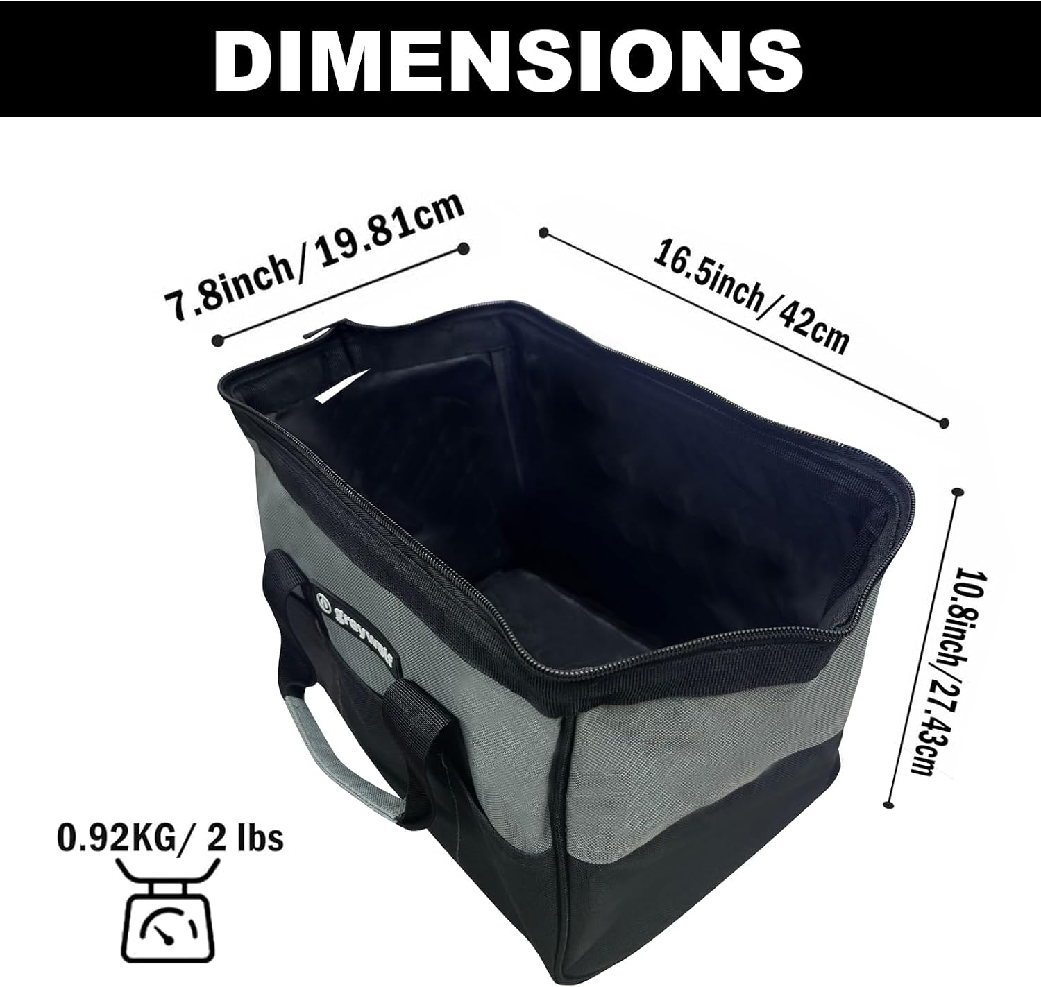 Greywolf 12 inch heavy duty tool bag, tool tote bag, 600D reinforced material with 6 large pockets, padded handles, wide mouth tool bag is perfect for construction electricians, mechanics