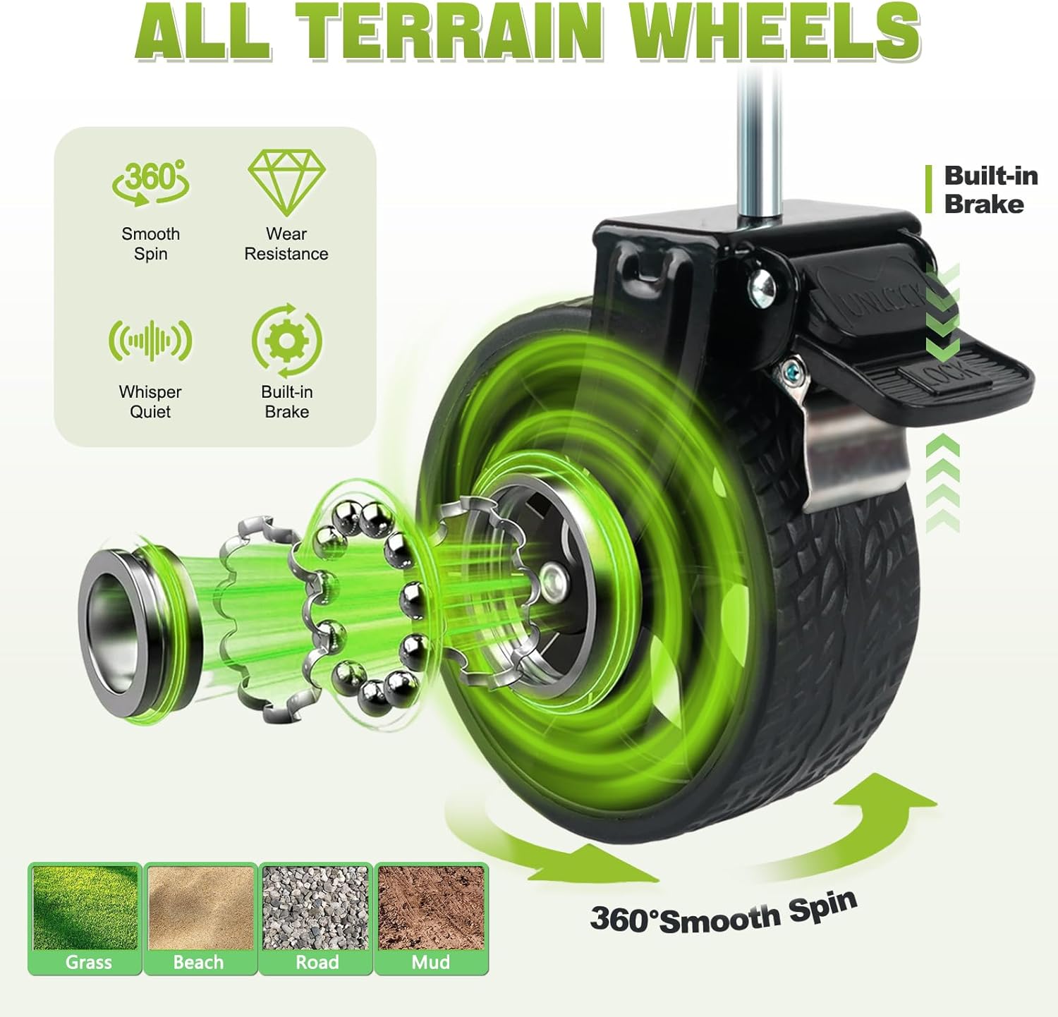 Collapsible Folding Wagon Cart with Wheel - 360LBS Heavy Duty Foldable Wagon Carts with All Terrain Wheels & breakes, Portable Lightweight Wagon Cart for Sports/Groceries/Camping/Fishing/Gardening