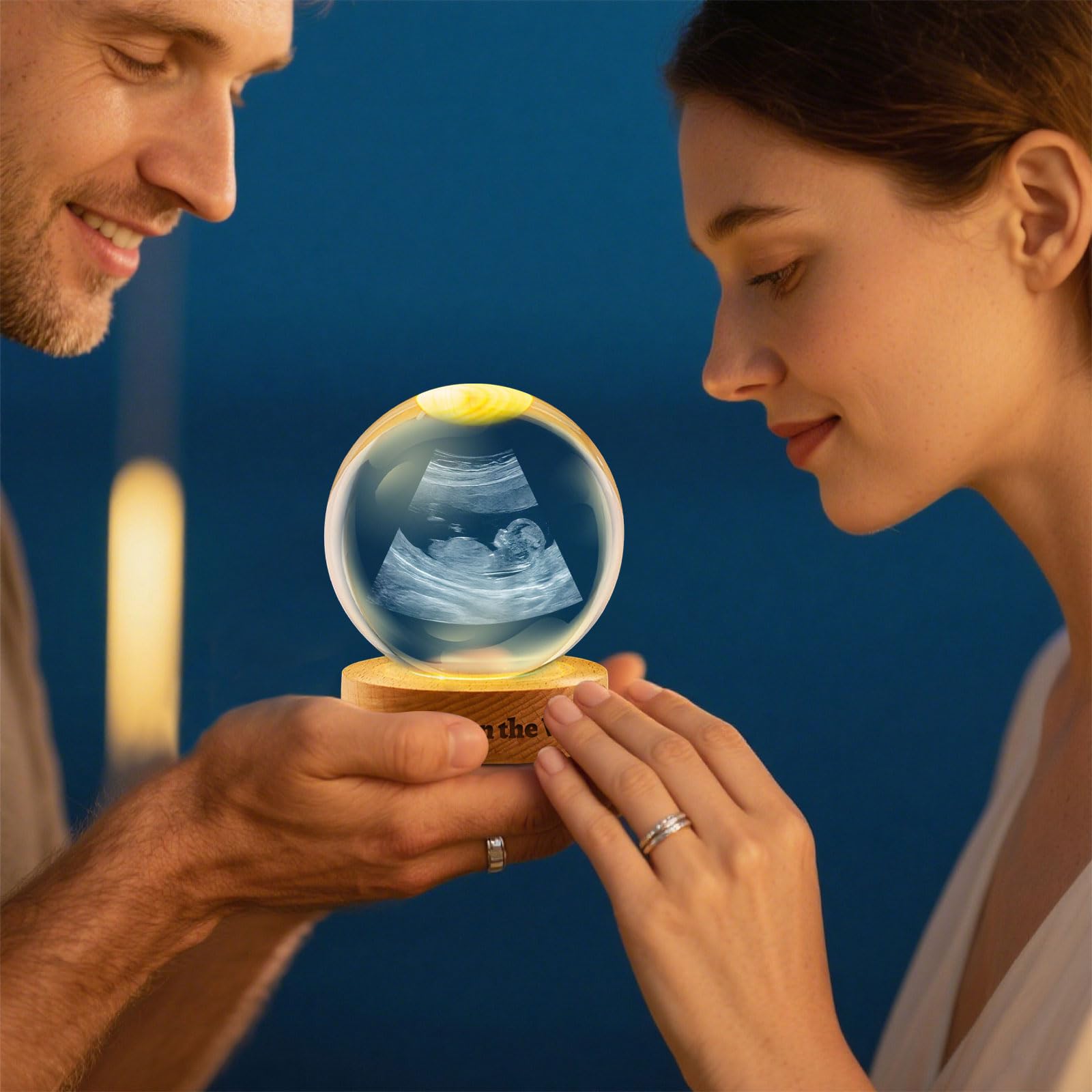 Boule à Neige Personnalisée Avec Photo 3D - Cristal K9, Socle Bois, Cadeau Pour Maman, Papa, Couple - 5