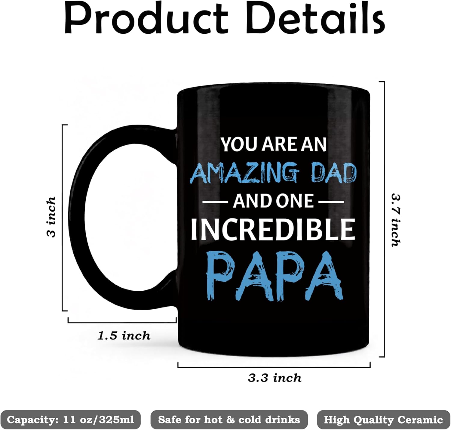 Papa Grandpa Mug, Grandpa Gifts from Grandkids Ceramic Coffee Cup, Papa Grandfather Gifts for Birthday Christmas Coffee Tea Mugs 11 oz - Image 6