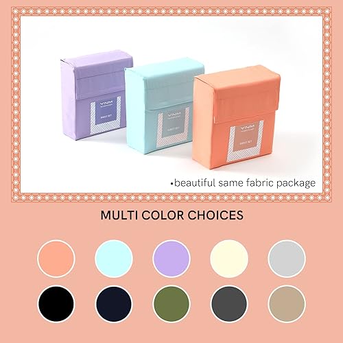 Miniatura 6 de YNM Juego de sábanas de microfibra de alta calidad con dobladillo y práctico bolsillo lateral, incluye sábana encimera, sábana bajera y 2 fundas de