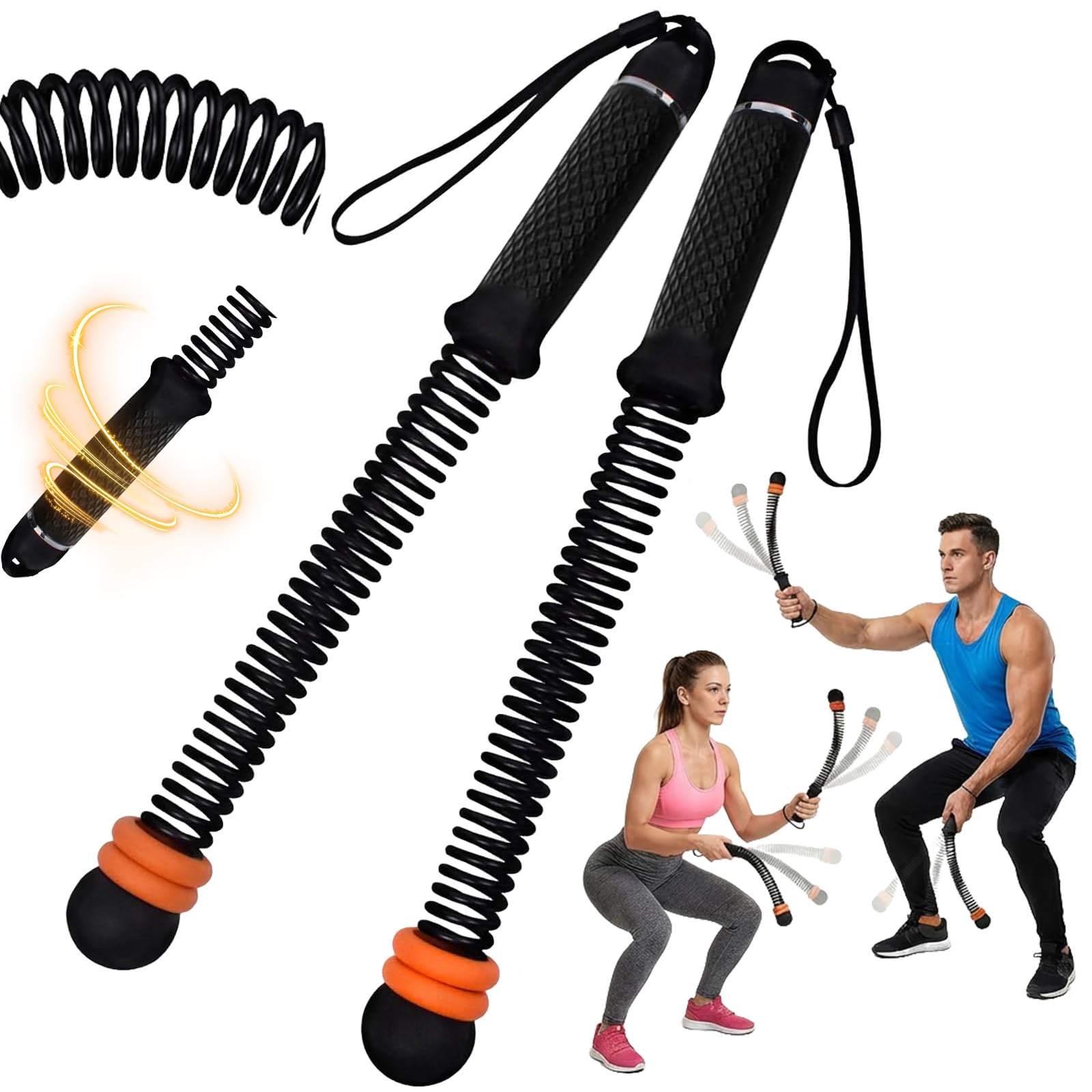 Cordless Battle Ropes, Weighted Ropeless Training Ropes for Home Gym, Portable Silent Strength Workout Equipment, 2 Pack