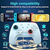 Vista 2 de FLIEEP Controlador de interruptor inalámbrico para Nintendo SwitchSwitch OLEDSwitch Lite con botón macro, función turbo de 3 niveles, vibración