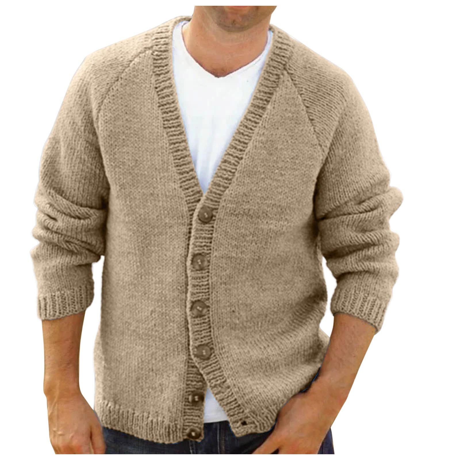 Cardigan Punto Botones Hombre, Botones para Chaqueta Hombre Cuello Chal con Cable Suéte Manga Larga De Color Sólido Elegante Cálido Jersey con Botones Suéter Otoño Invierno