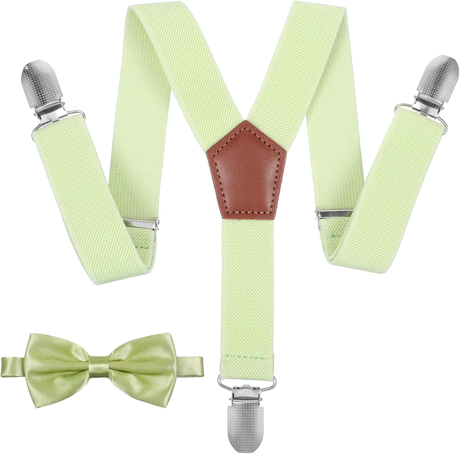 JIEYAO Adjustable Baby Boy Suspenders and Bow Tie Set, Pre-tied Kids Bowtie with Elastic Suspenders and Strong Metal Clips