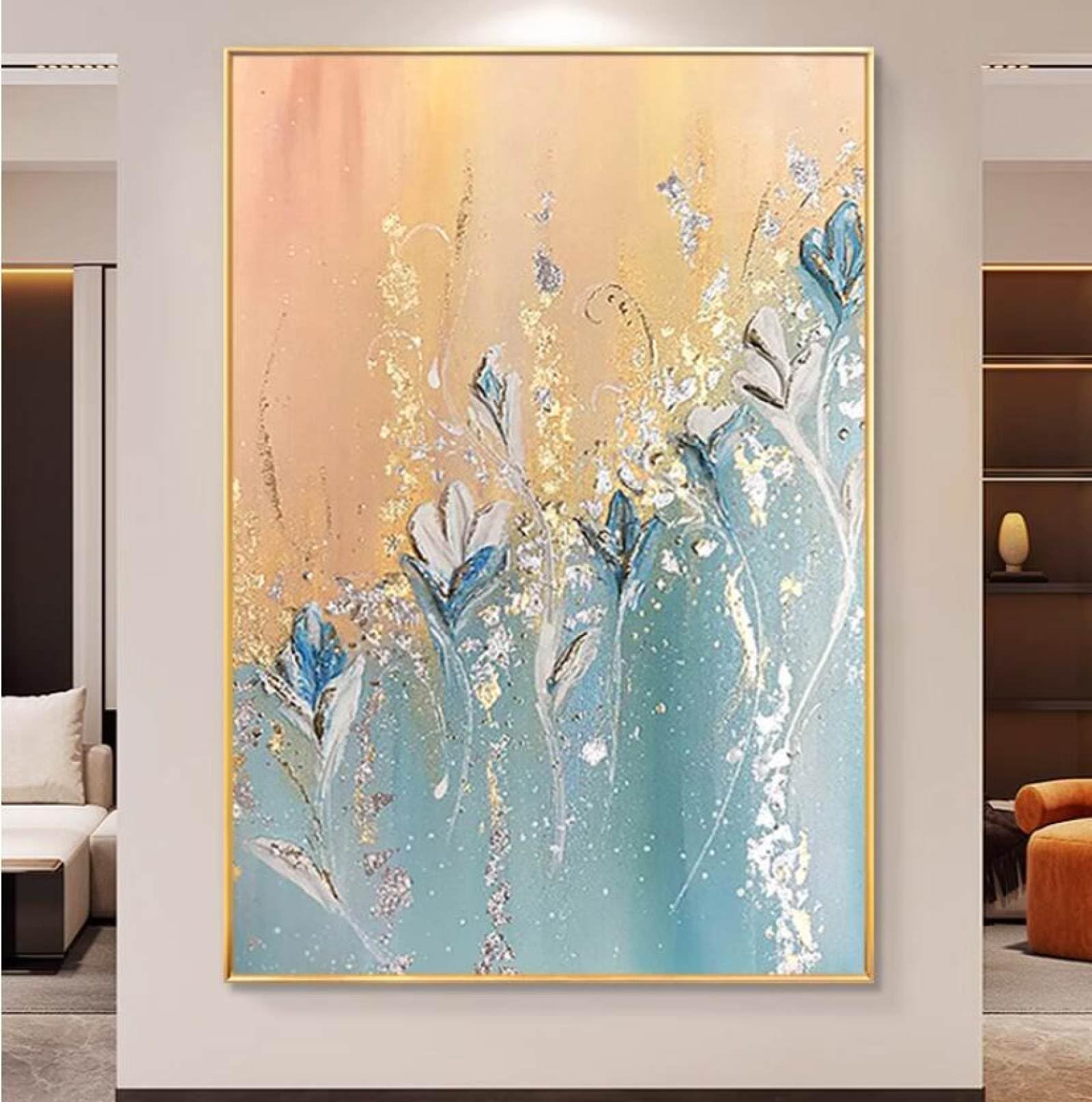 Peintures à l'huile texturées sur toile grand format déco salon moderne
