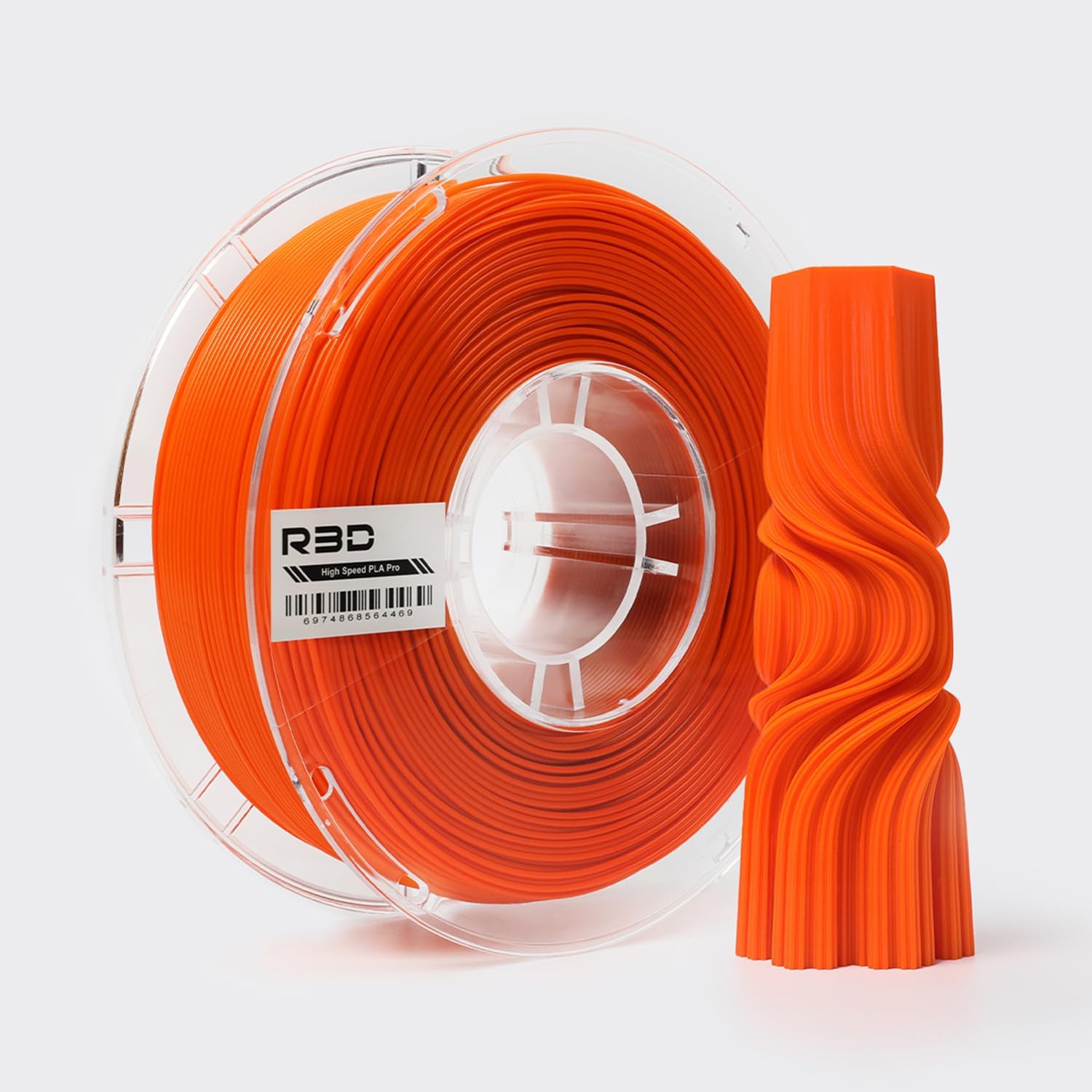 R3D High Speed PLA Pro Filament 1.75mm 1KG, 3D Printer Filament for 30-600 mm/s High-Speed Printing, Dimensional Accuracy +/- 0.02 mm, Plastic Spool, Compatible with AMS (Orange)