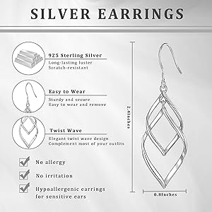 Amazon.com: Sterling Silver Dangle Earrings for Women, 14k Gold