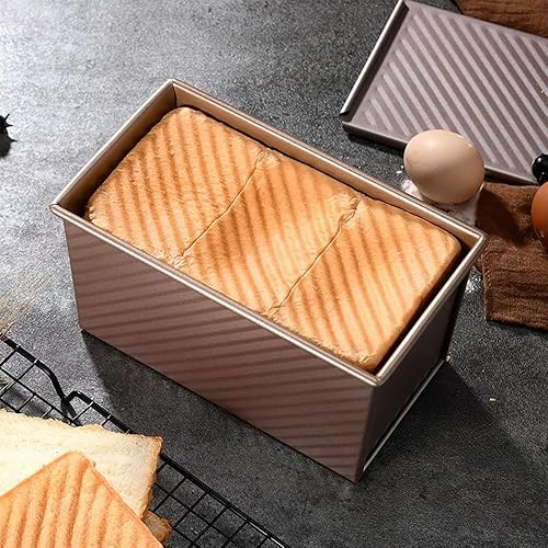 Miniatura 2 de SNXDBH Paquete de 2 moldes para pan con tapa, molde antiadherente para tostadas de pan de 1 libra, molde de acero al carbono para tostadas de pan