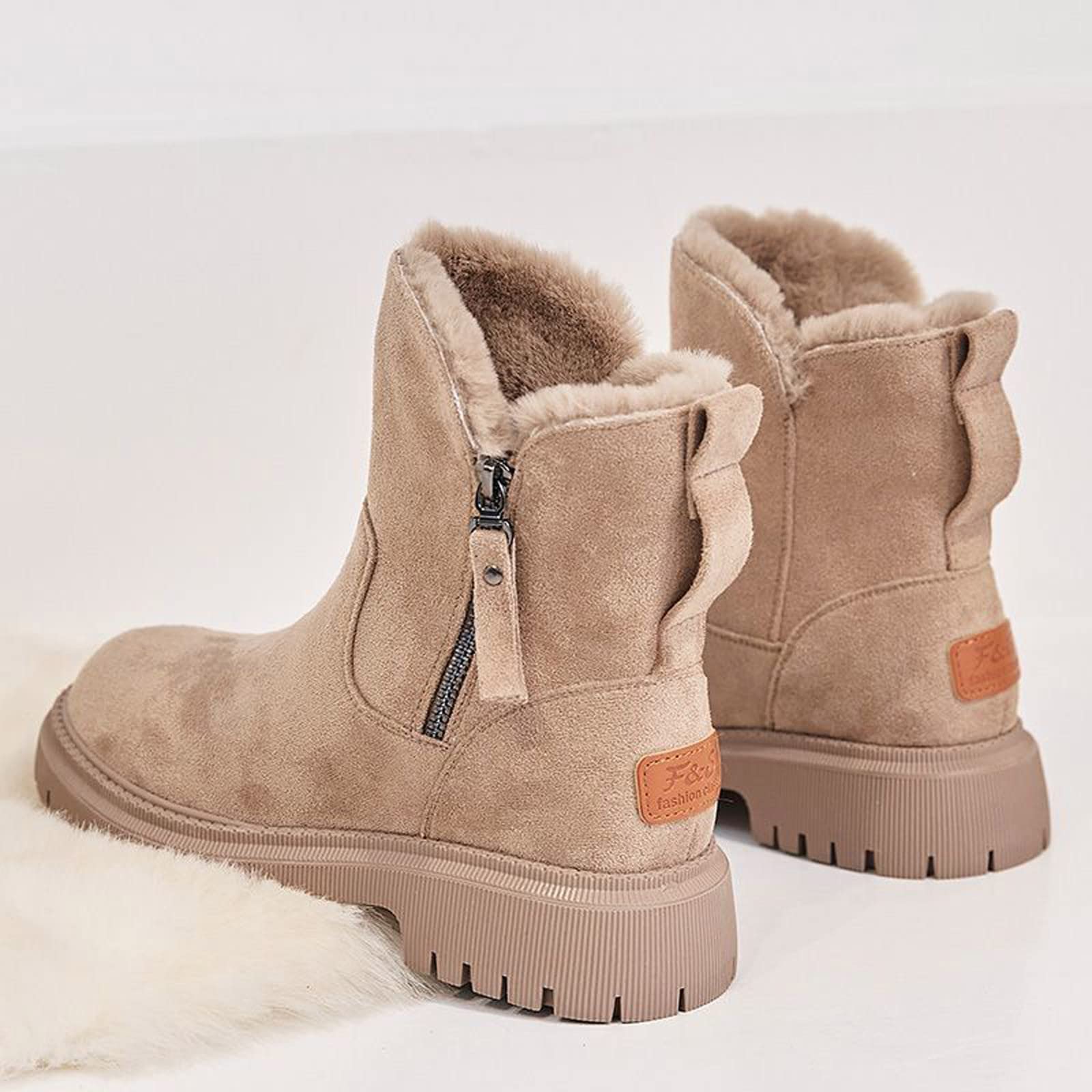 Bottes de Neige Hiver Fourrure Bottines Neige Plates Snow Boots Chaudes Chaussures Imperméable Antidérapant Mode Chaussures Boots d'hiver Fourrées Chic Chaude Confort Bottines Femme Bottes de Travail