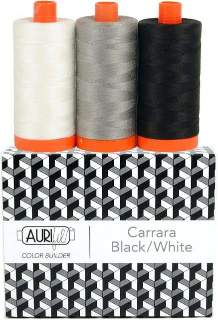 Aurifil Thread CB CarrarBlk/Wh 3pc, black