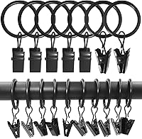 Vista 1 de Paquete de 100 anillos de cortina con clips, ganchos de anillos de clip de cortina, clips para colgar cortinas y lazos, anillo de 1 pulgada