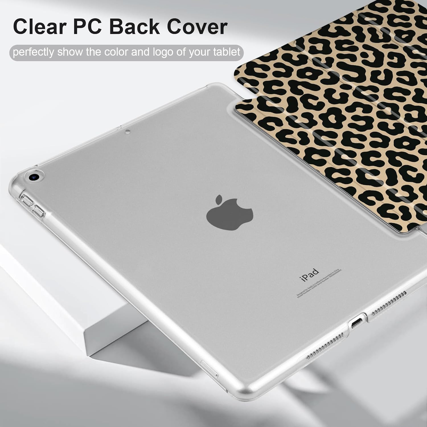 MEEgoodo Case for iPad 10.2 inch, Case for iPad 9th Generation 2021/ 8th Generation 2020/ 7th Gen 2019, Tablet Cover with Silk Texture & PC Back Cover, Classic Leopard