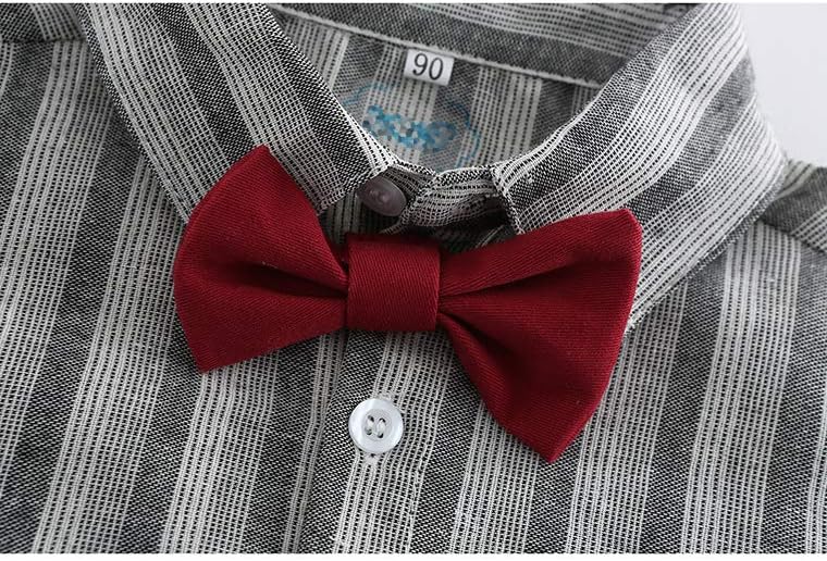 Gentleman Boys Clothing Set Bow Ties Shirts + Suspenders Pants Outfits Suits