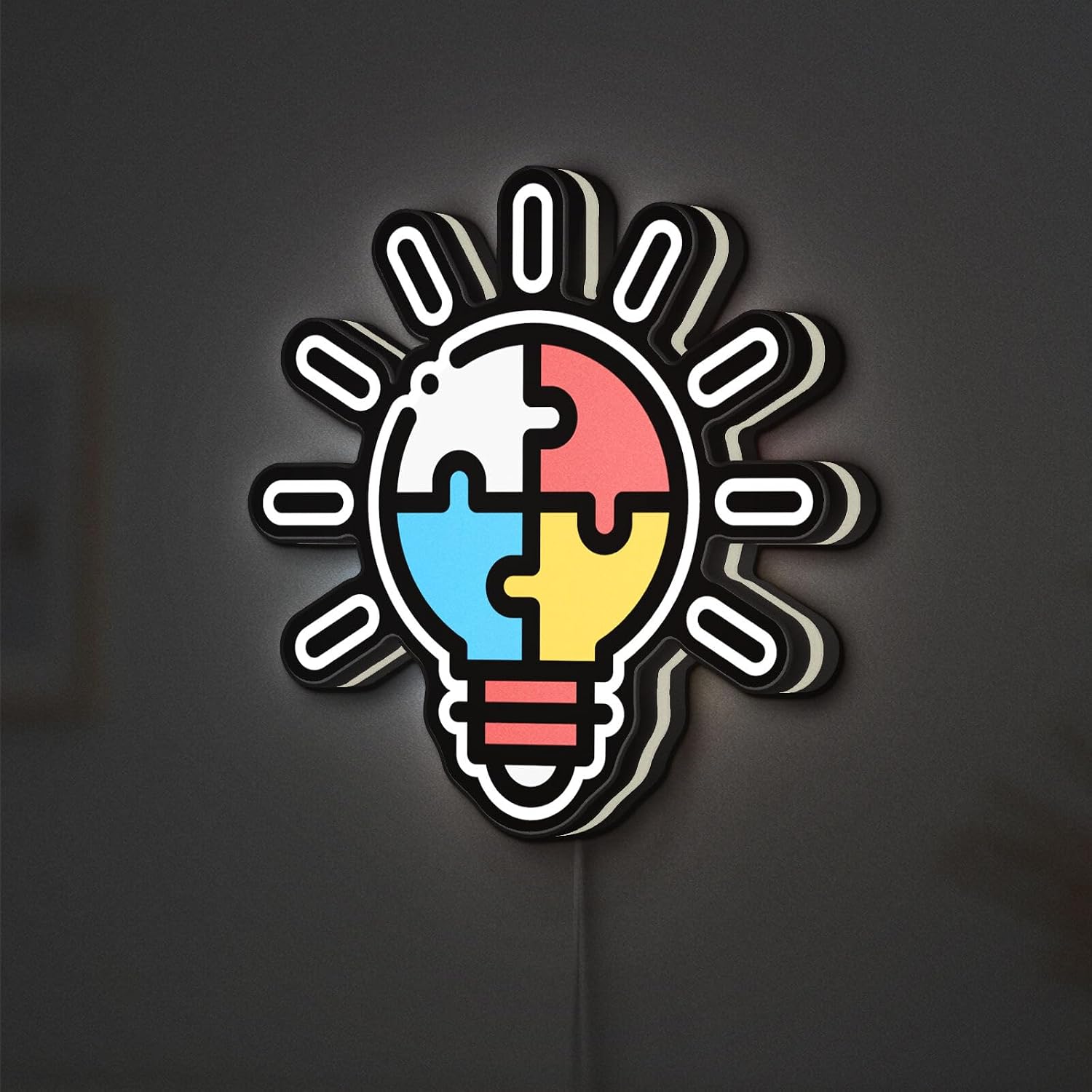Logical Thinking 3D Novelty Light Box, Creative Brain Wall Art for Learning and Kids Rooms (Width 20 inch, 50cm)