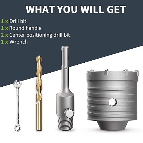 Miniatura 6 de Sierra de agujero de hormigón de 2.559 in, con vástago SDS Plus de 7.874 in y dientes de aleación de tungsteno, broca de sierra de pared de 2.5