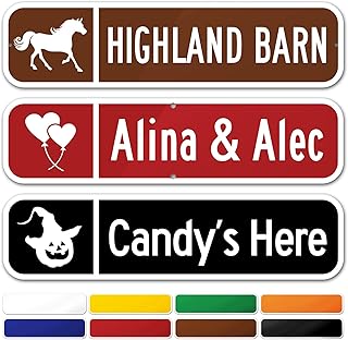 Custom Street Sign, Address Sign, 8 Colors, Reflective Option, Mounting Options, 6x24 Inch, Thick Rust-Free AlumaBond, Made in USA By My Sign Center (Iconic)